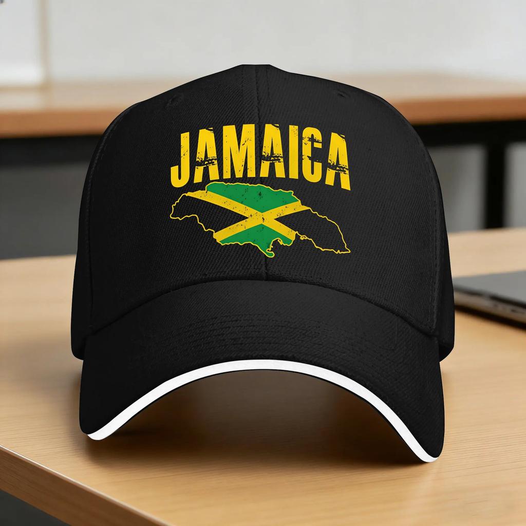 Jamaica Country Map With Flag Vintage Baseball Cap Street Style Unisex-Teens Hip Hop Hats Sun Visor DIY Camping Baseball Caps