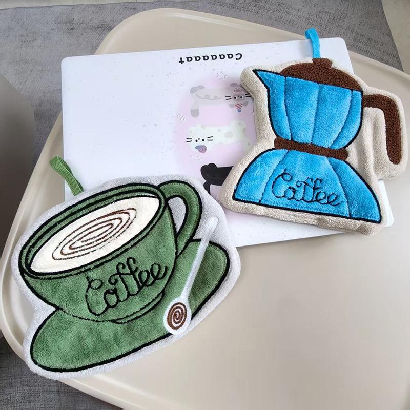 Coral Fleece Hand Towel Cute Handkerchief Super Absorbent Hand Cloth Kitchen Towels Hanging Towel for Bathroom Kitchen