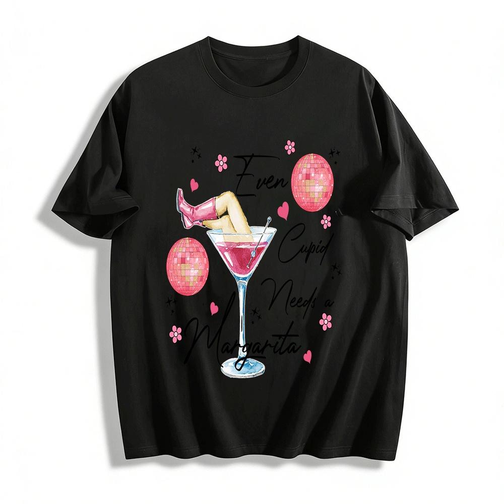 

Even Cupid Needs a Margarita Disco Print Party Tank Top Pure cotton T-shirt XXS