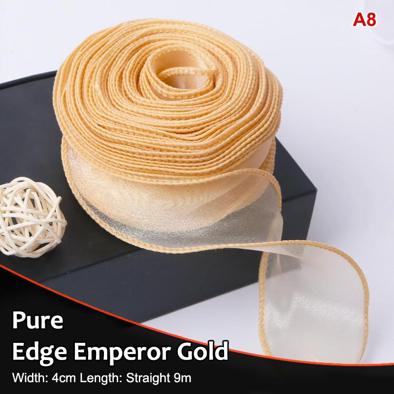 10Yards Organza Solid Color Ribbon 4Cm Wavy Edge Ribbon For For Flower Bouquet Gifts Packaging Party Decorations Diy
