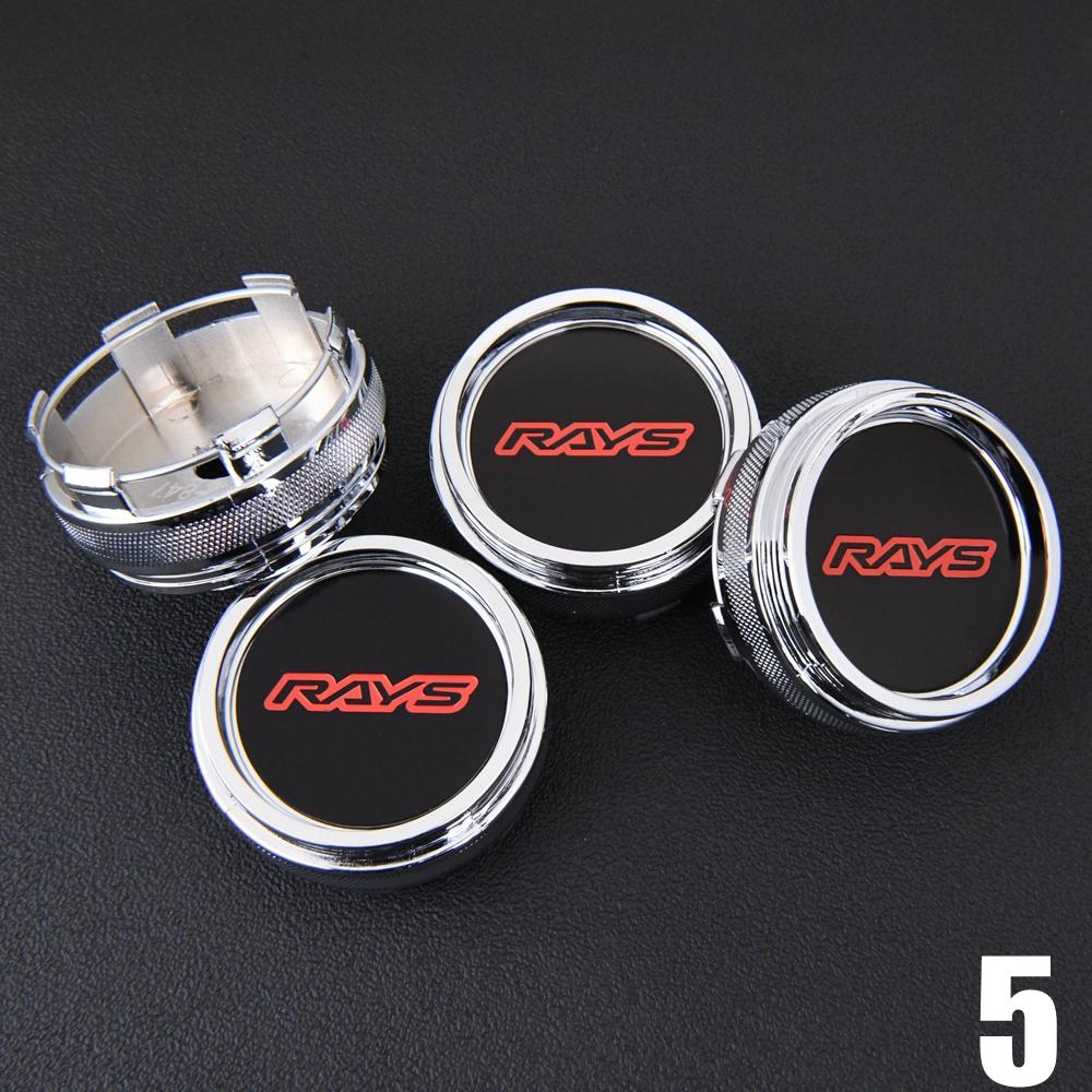4PCS JDM Sport Rim Cap Clip 62mm VOLK RAYS Emblem Sticker Wheel Center Hub Caps Car Cover Cap Black & Silver
