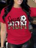 Summer women's front-printed short-sleeved T-shirt tops, casual and sports style,