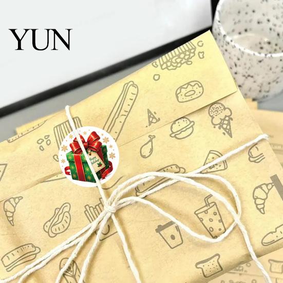 Santa Claus Pattern Stickers Christmas Round Stickers, Snowman And Gingerbread Patterns Print, Seasonal Decorative Self Adhesive Holiday Envelope
