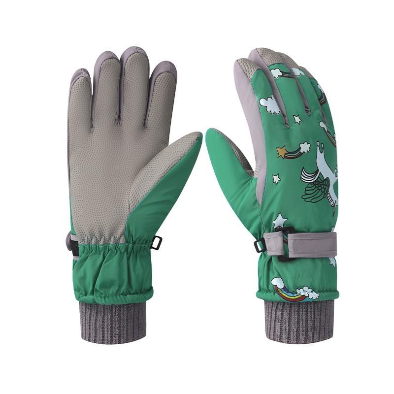 Kids Winter Ski Gloves Cartoon Warm Windproof Non-slip Outdoor Play Cycling 7-12 Years