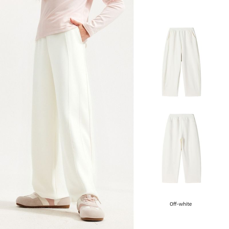 Navigare Italian Small Sailboat Children s White Fleece Pants 2025 Autumn and Winter Girls  Thickened Straight Pants Winter Perfect - Off-White 140