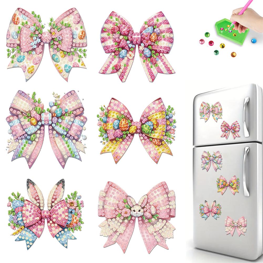 Easter Pattern Acrylic Diamond Art Refrigerator Magnet Diamond Painting Fridge Magnets Crystal Sparkling Diamond Magnets Set