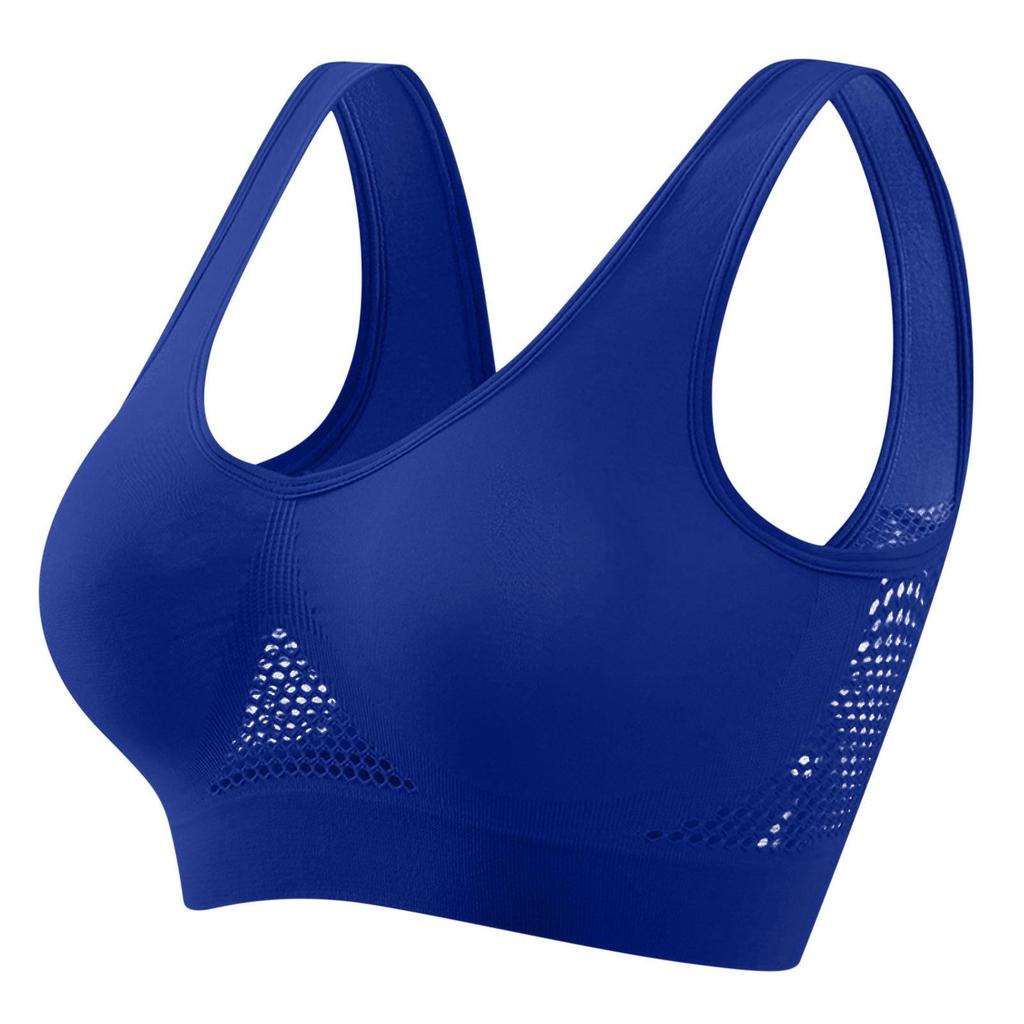 Women's Plus Size Wireless Sports Bra with Breathable Mesh for Yoga and Running