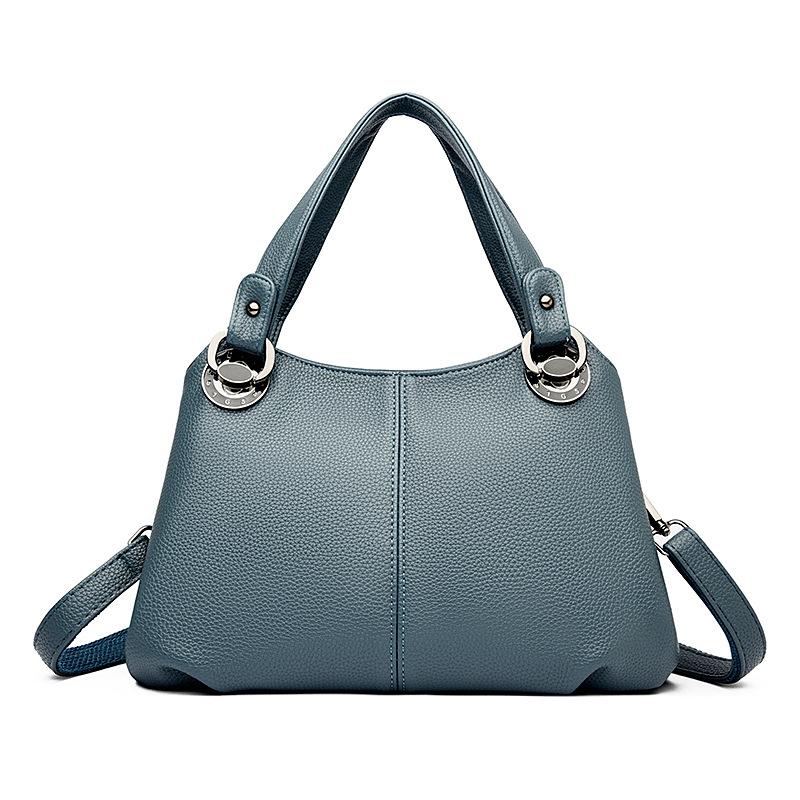 

Soft leather backpack women 2025 new versatile trend backpack fashion leisure large capacity mother travel bag синий