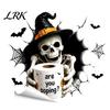 Waterproof Bathroom Surface Covers Halloween Toilet Seat Cover Stickers, Scary 3D Crack Ghost Skeleton Removable Pumpkin Wall Decals Tank Lid Decals,