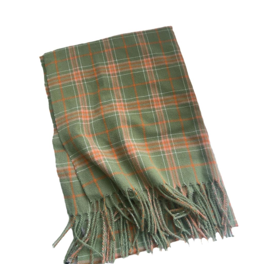 Milk white plaid scarf women's autumn and winter high-end shawl 2025 thickened warm imitation cashmere fringed scarf