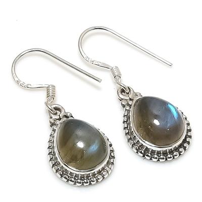Natural Labradorite Gemstone 925 Solid Sterling Silver Gift Earring 1.25" P8b36