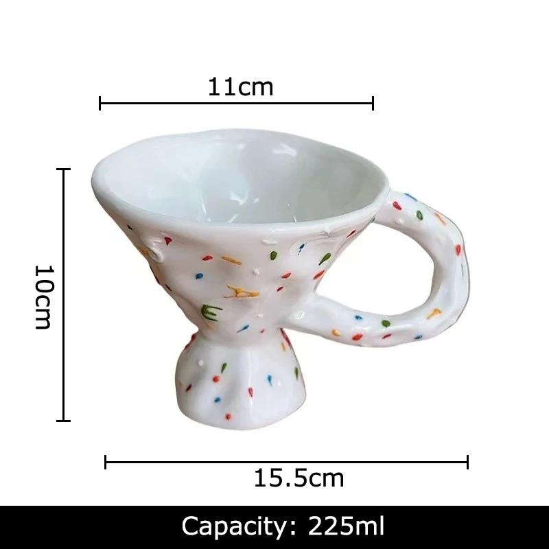 

Colorful Icing Suger Decorative Mugs Ceramic Cup Dining Table Milk Coffee Mug Afternoon Tea Teacup Fruits Juice Container 225ml белый