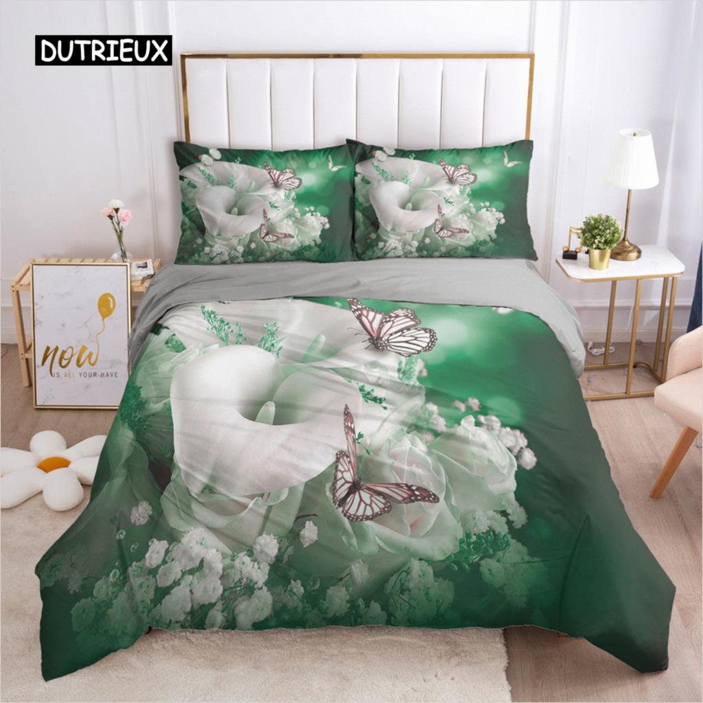 

Комплект пододеяльников с бабочками, комплект розовых одеял с принтом бабочек и роз для девочек-подростков, женщин, весенний свежий мотив, пододеяльник 150x200cm 3pcs