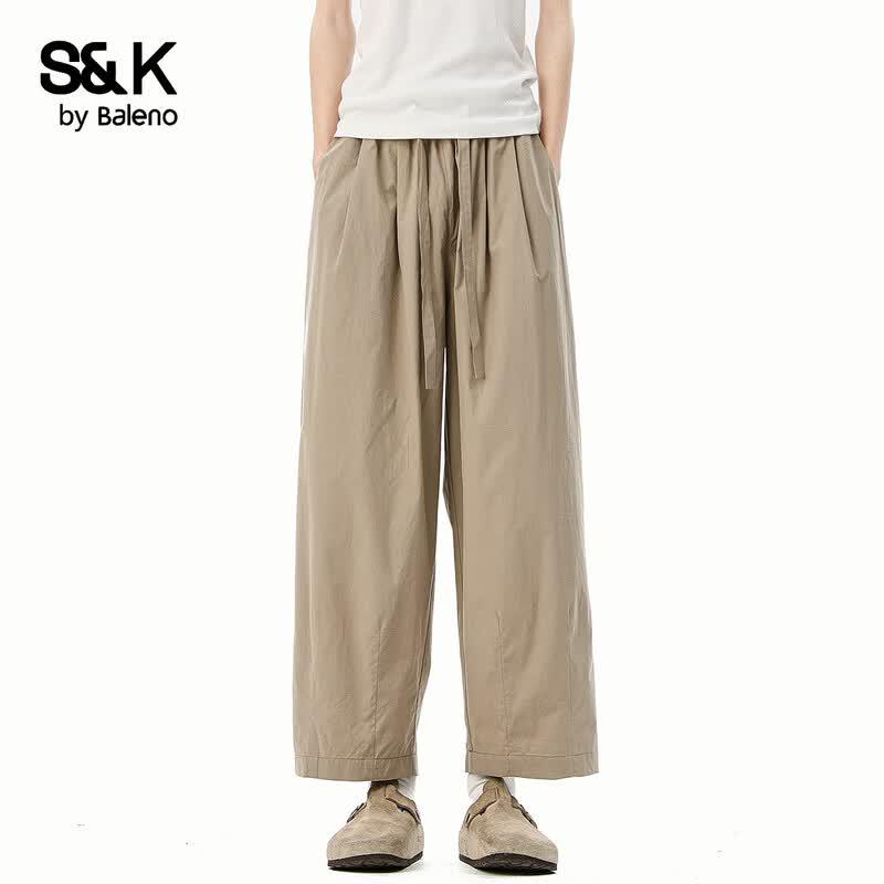 Baleno S&K Men's Cotton Drawstring Straight-Leg Casual Pants