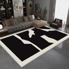 Minimalist Black and White Geometric Pattern Area Rug Modern Abstract Design Floor Mat for Living Room Bedroom Home Decor