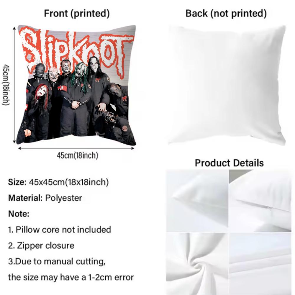 Band S-Slipknot Cushion Cover Home & Car Dual-Scene Pillow Cover: Reversible For Premium Comfort