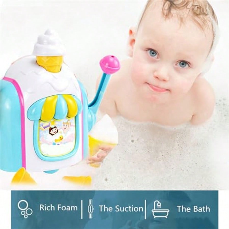 Bath Bubble MachineBath Toys For Toddlers 34 Years Ice Cream Foam Maker Bath Toys For Ages 48 Bubble Pretend Cake Play Set Water Bathtub Ice Cream Toy