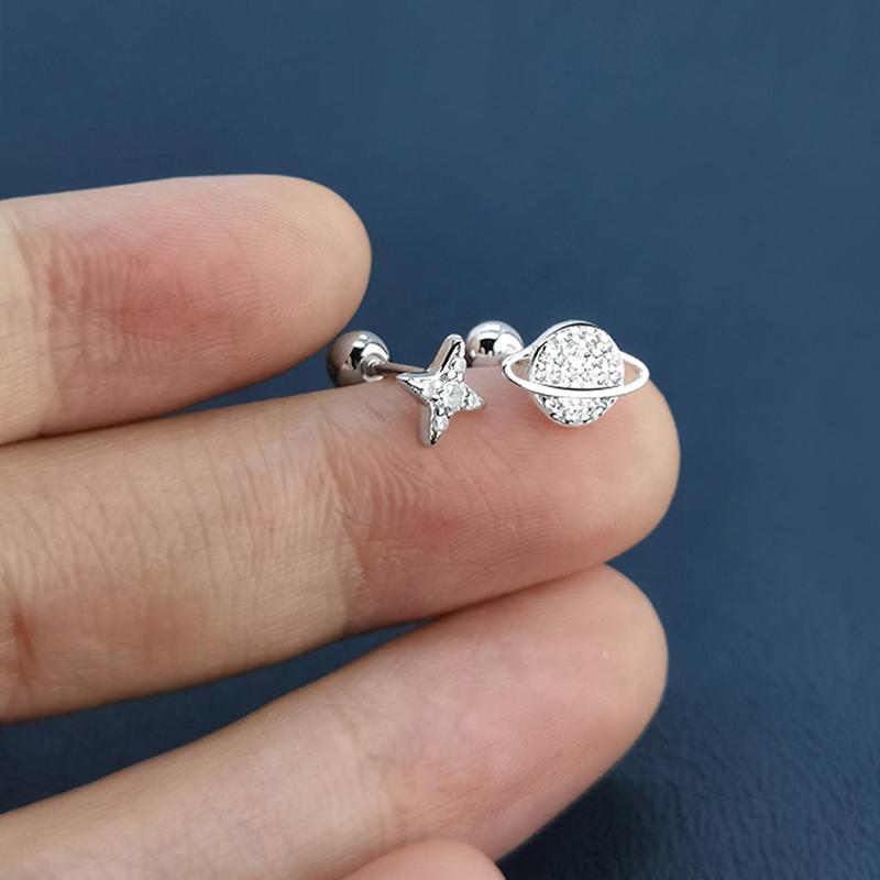 

1 пара серег-пусетов со звездой и цирконом для женщин, пирсинг хряща, хеликса, кости уха, гвоздик, ювелирное украшение для уха, подарок A1