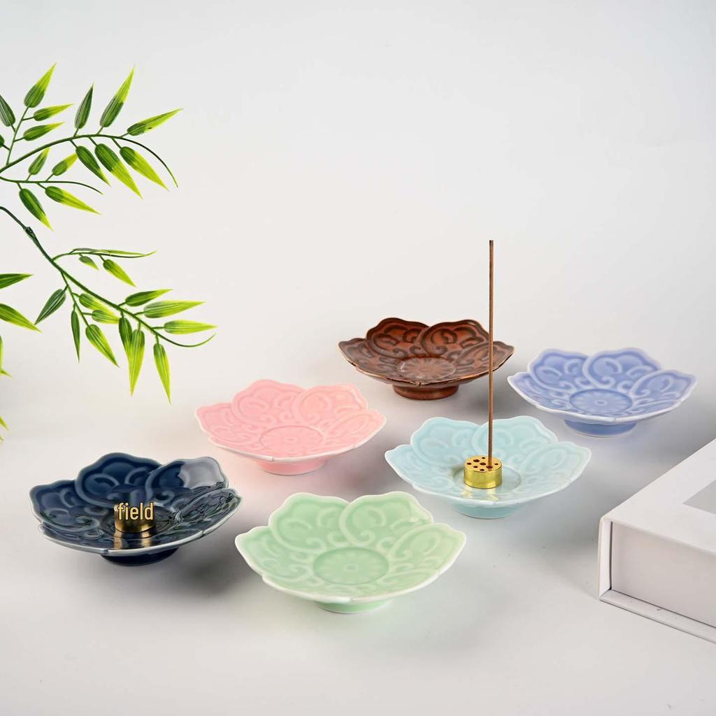 Modern Lotus Ceramic Incense Holder: Multi-Color Zen Tray for Home Aromatherapy and Study Decoration