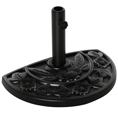 Parasol Base, Semi-Circular, 9 Kg, Floral Design, HDPE/Cement, for Parasol Poles Diameter 35/38/48 Mm