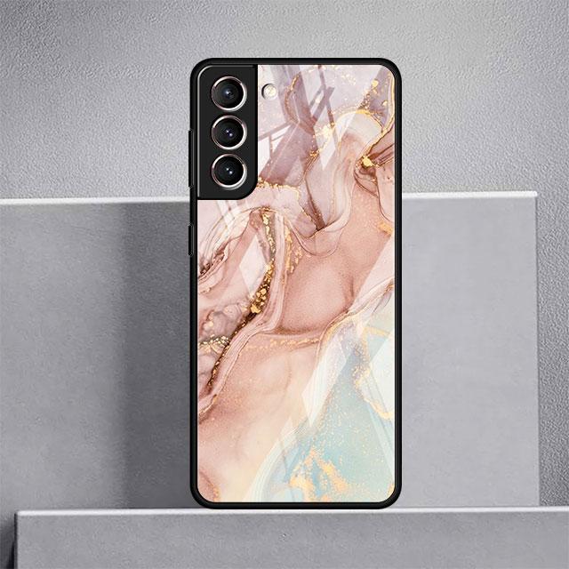 Luxus-Cool-Glashülle mit Marmormuster für Samsung Galaxy S22 S20 FE S21 Plus Telefonabdeckung S10 5G S9 Note 20 Ultra 10 Lite Shell