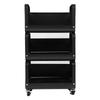Kitchen Storage Shelf Multiple Layers Stainless Steel Multifunctional Mobile Shelving Unit Cart Black Color 3 Layers