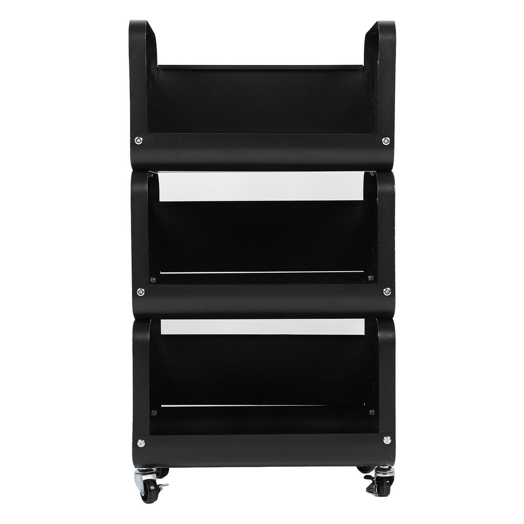 Kitchen Storage Shelf Multiple Layers Stainless Steel Multifunctional Mobile Shelving Unit Cart Black Color 3 Layers