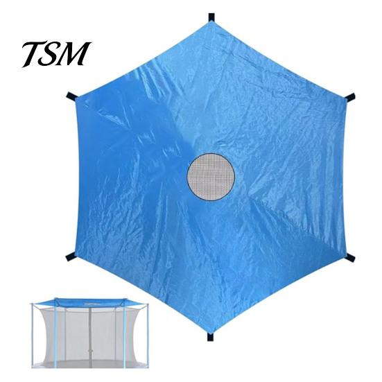 UV Protection Trampoline Cover 6/8/10/12/14-Foot Sunshade Resistant Waterproof Oxford Cloth Universal Outdoor Shade 6 Poles Canopy Sun Rainproof Tent