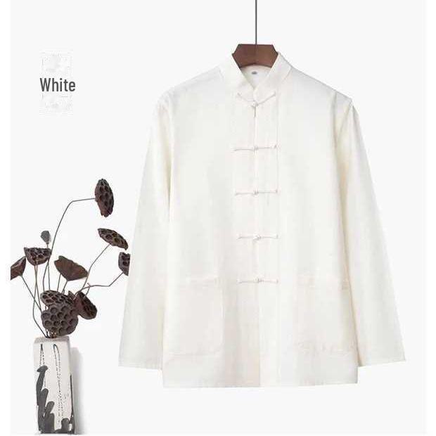 Men's Long-Sleeved Tang Suit - Classic Hanfu, Traditional Chinese Clothing for Middle-Aged Men and Groomsmen