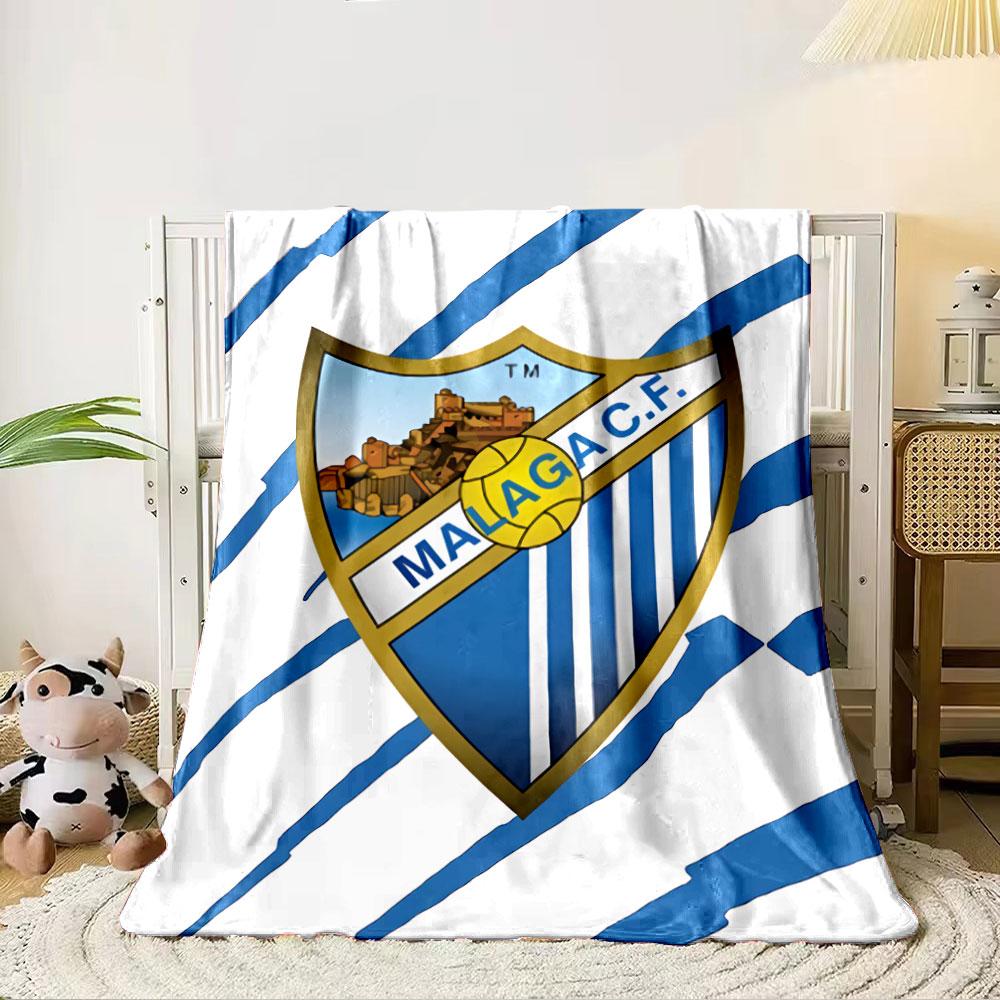 Blue and White Malaga CF Logo Blanket for All Seasons Blanket Lunch Break Throw Gift