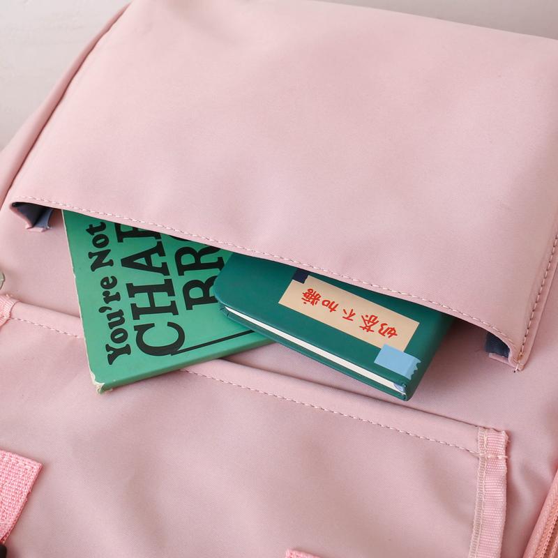 Four-Piece Backpack Set Student Schoolbag Women's Solid Color Backpack