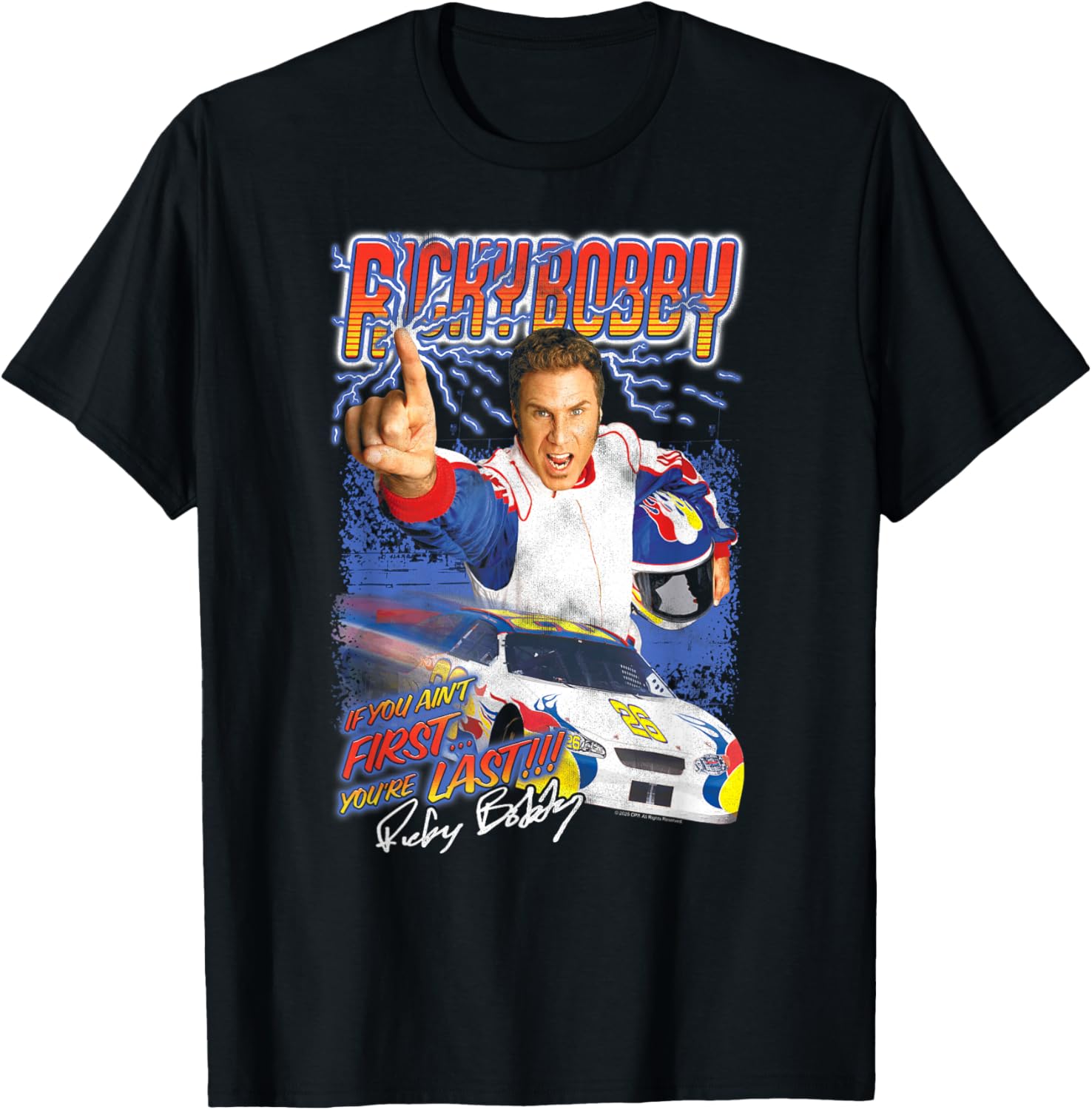 Talladega Nights Ricky Bobby Retro Lightning Collage Movie T-Shirt S разноцветный