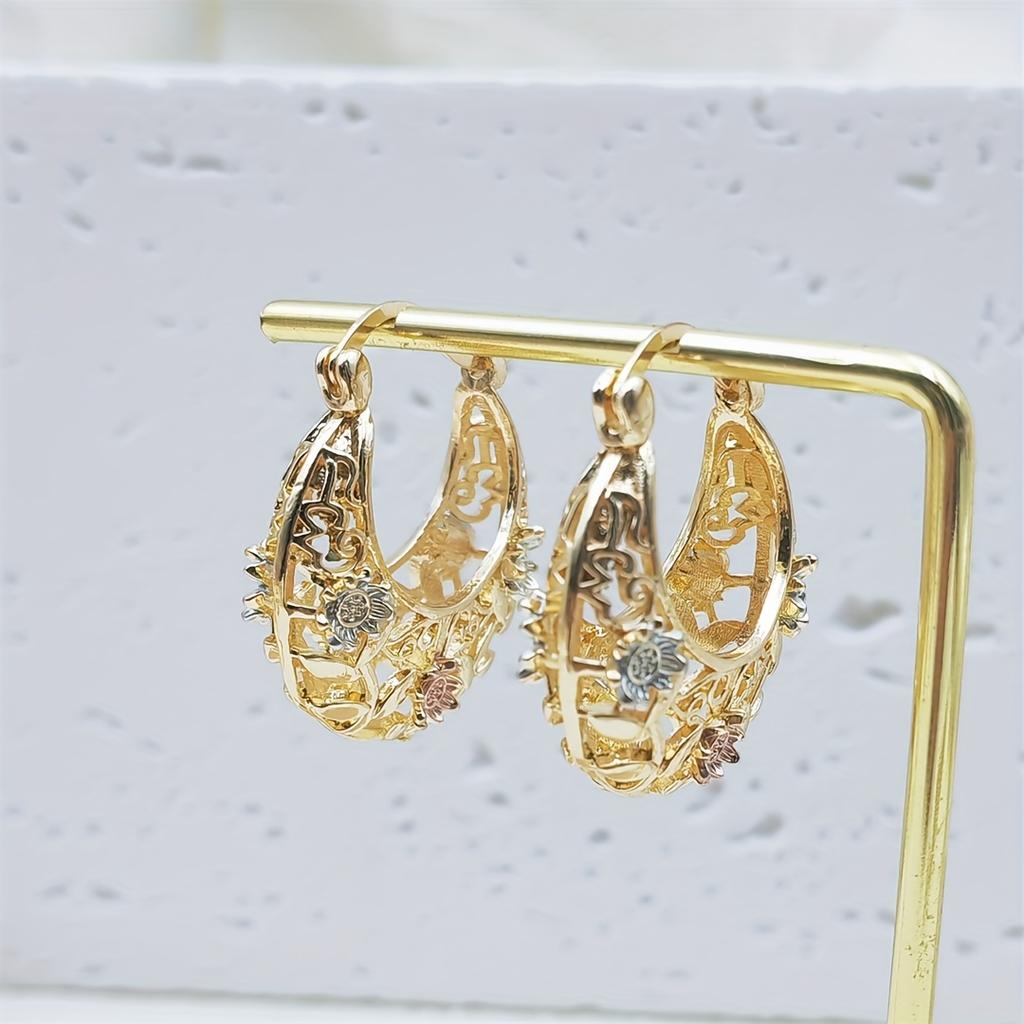 [Elegant Earrings] Elegant Floral Hollow Drop Earrings for Women | Versatile Fashion Jewelry for Everyday & Parties, Pendant, Flower
