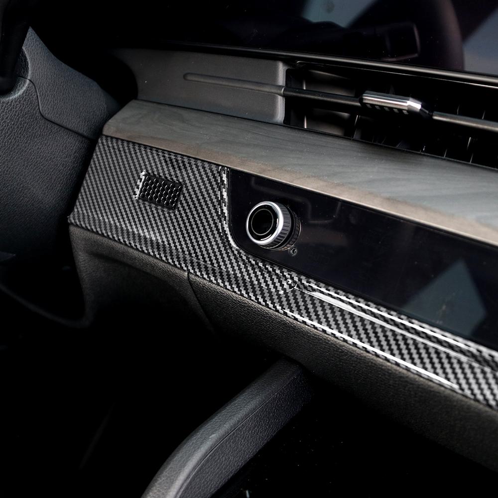 Dekorativní kryt ovladače klimatizace středové konzole auta z uhlíkových vláken ABS Panel výdechu vzduchu Příslušenství pro Kia Sportage NQ5