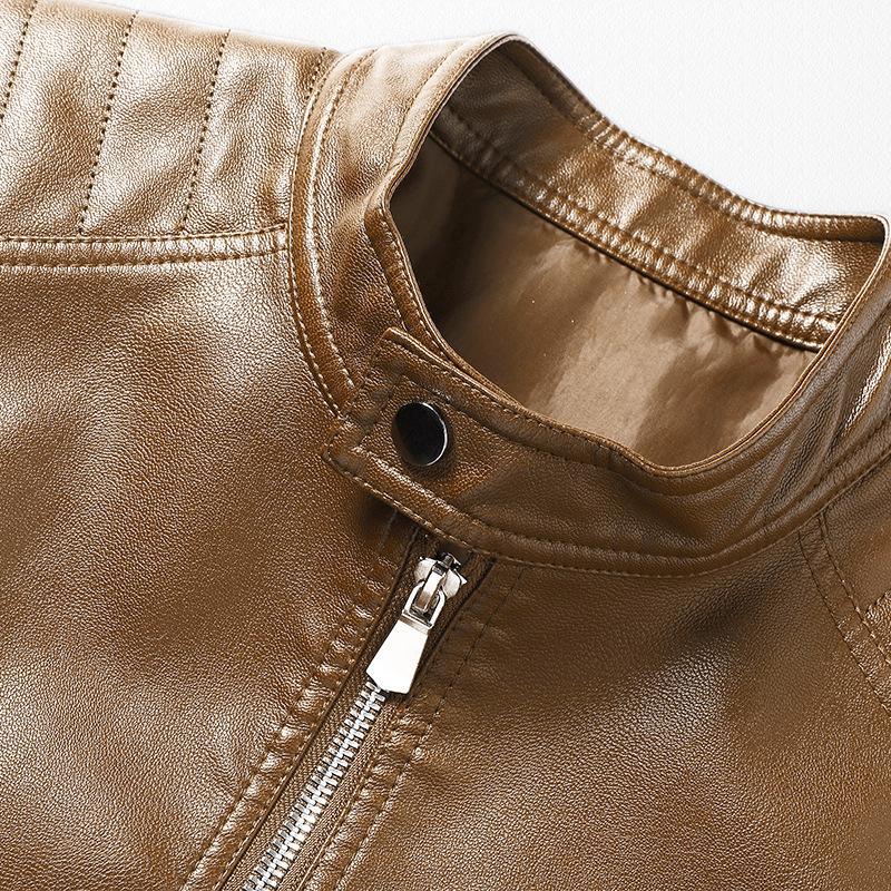 Men's Pu Leather Jacket Men's Korean Version Trend Stand-up Collar Men's Locomotive Leather Jacket