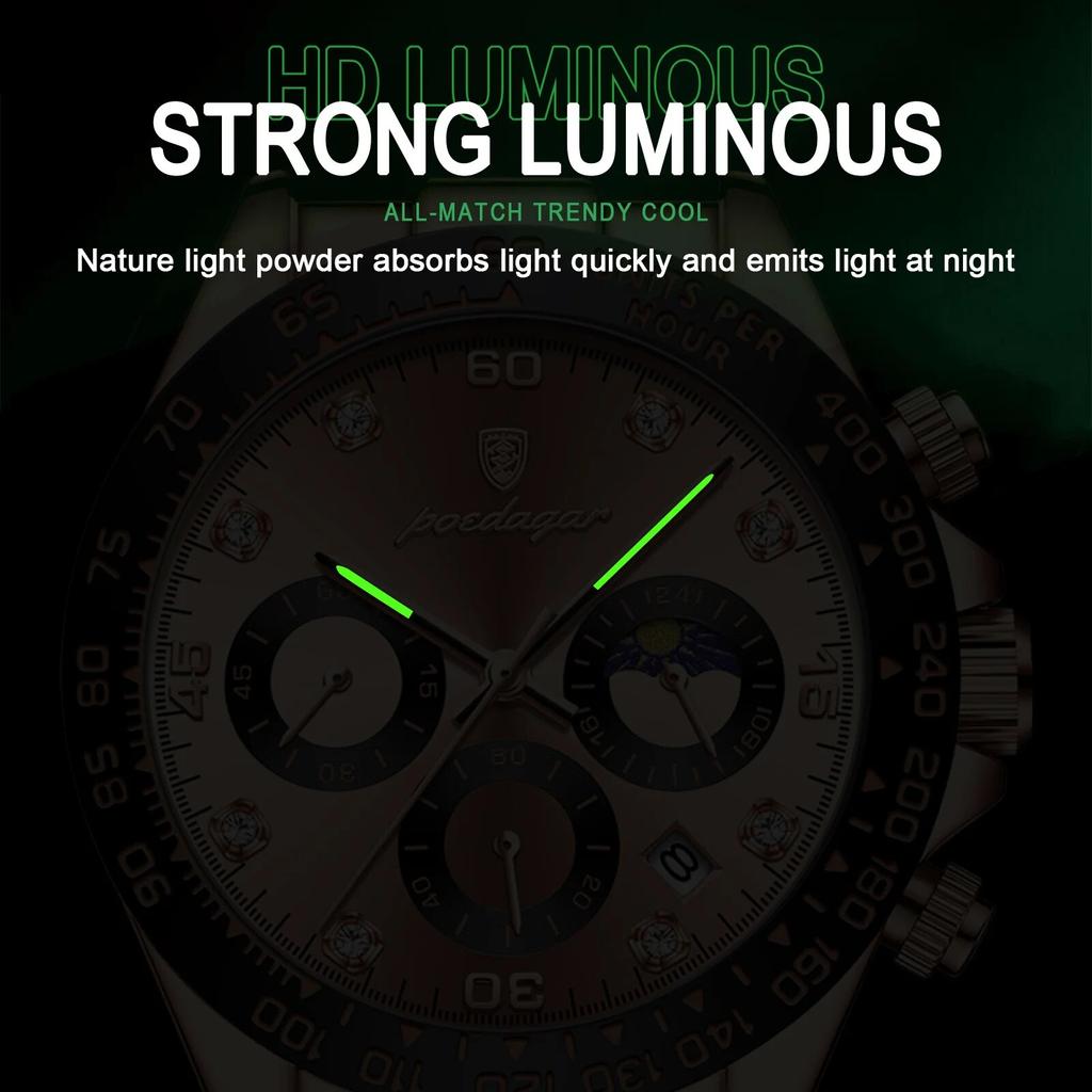 Luxury Watch For Men Chronograph Waterproof Luminous Date Man Wristwatch Stainless Steel Men's Watches Quartz Clock
