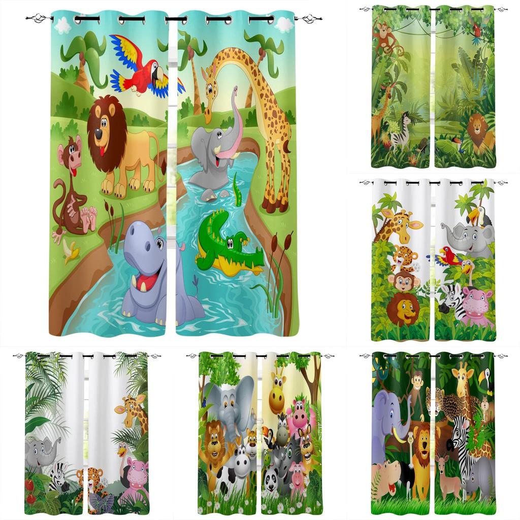 Zoo Curtain Forest Cartoon Children 3d Digital Printing Lightblocking Curtain
