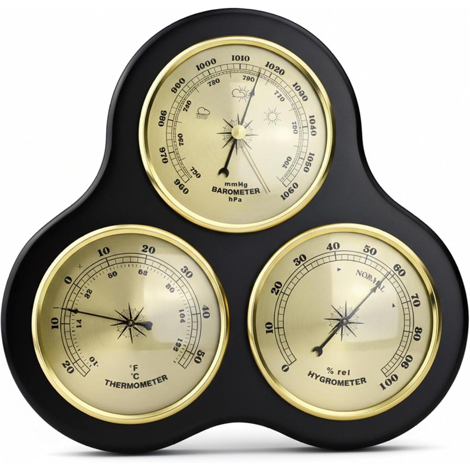 Barometric Pressure Gauge Barometers for the Home Indoor Barometer with Hygrometer and Thermometer Wall Mount Indoor Weather Station 1PCS