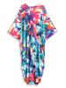 Plus Size Women Kaftan House Robe Bohemian Printing V Neck Homewear Beach Wear Bathing Suit Cover Up