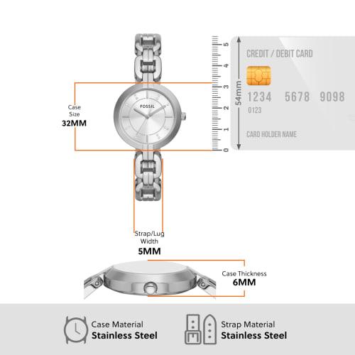 Fossil Women's Kerrigan Three-Hand Stainless Steel Watch, BQ3945