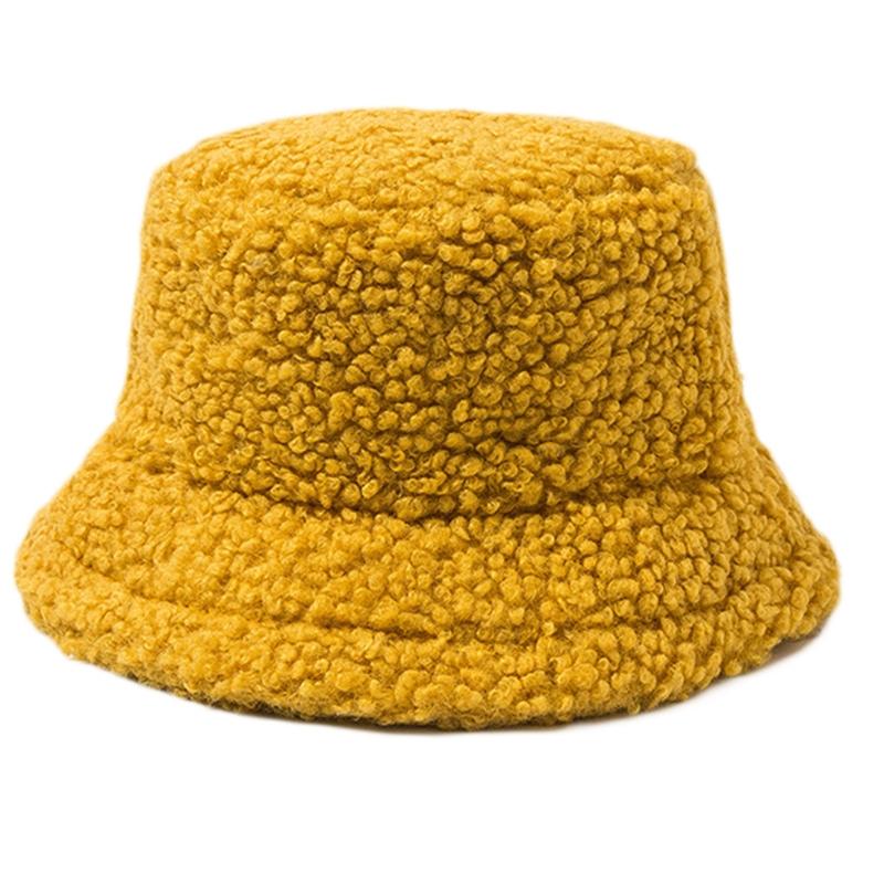 Lamb Wool Plush Hats Solid Color Wide Brims Caps All-match Fall Winter Plush Hat Plush Hat Bucket Hats for Women & Men
