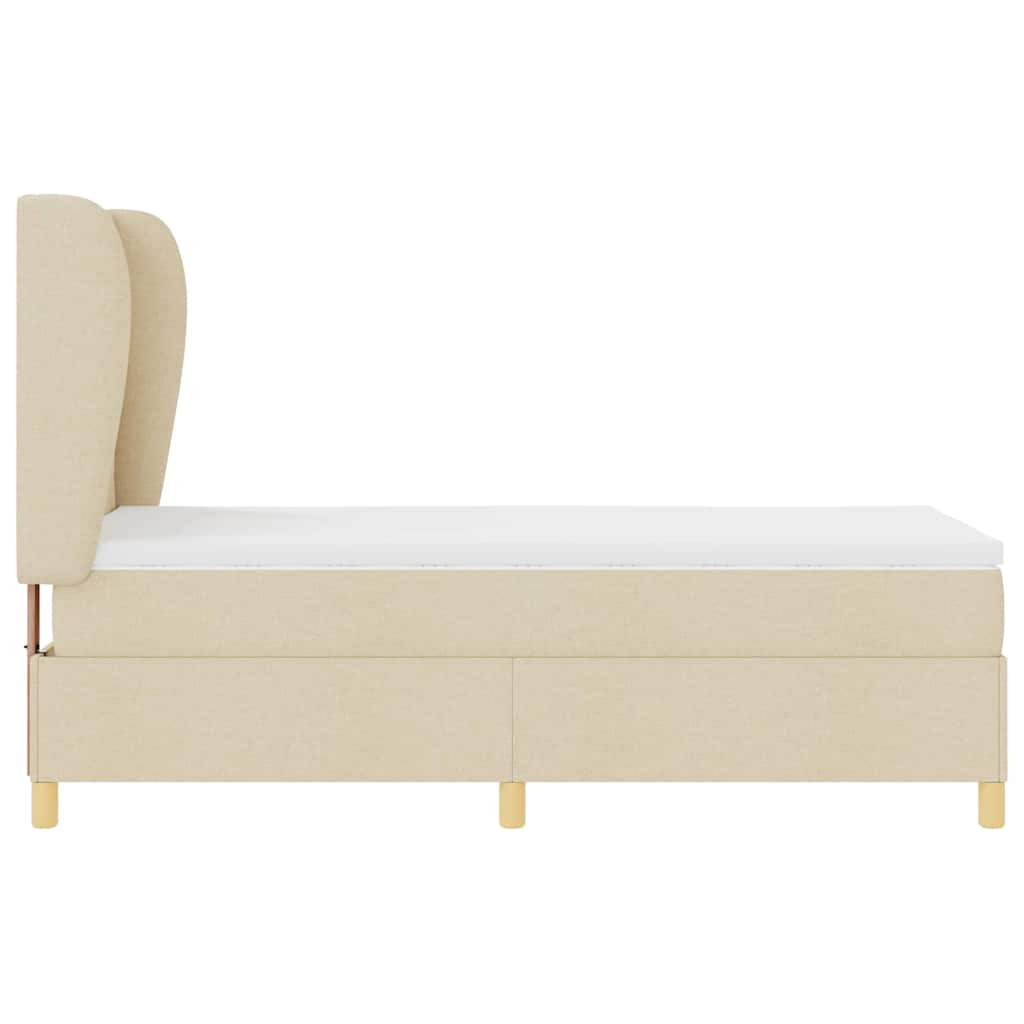 Box Spring Bed with Headboard Cream 200 x 90 cm Fabric