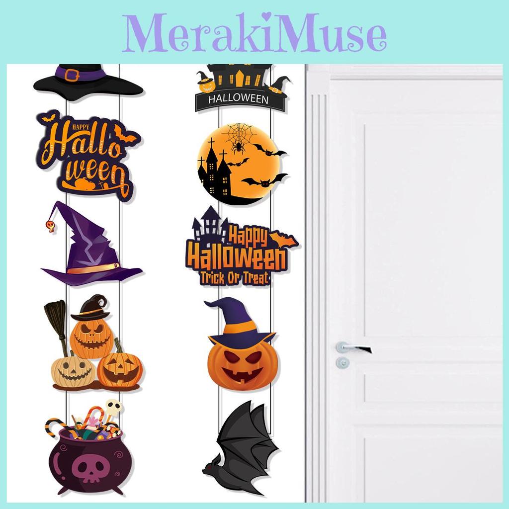 Spooky Halloween Door Decor With Paper Pumpkin And Bat Scene For Trickortreat Events