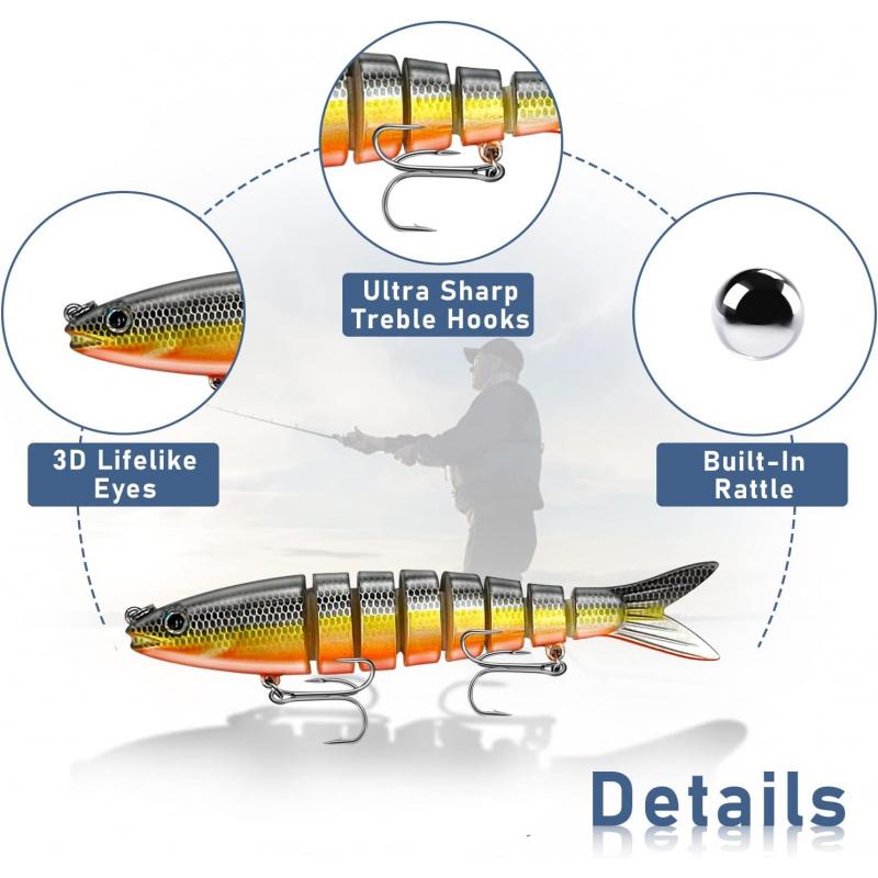 10cm16.5gMulti-Joint Slow Sinking Lure Set Bionic Bait Universal for Freshwater and Saltwater Bass Trout Crappie Special
