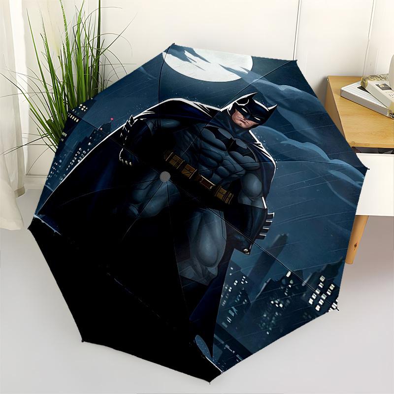 1pc Batman Night Automatic Folding Umbrella - Compact 8-Rib Design, Durable Plastic & Iron1189L