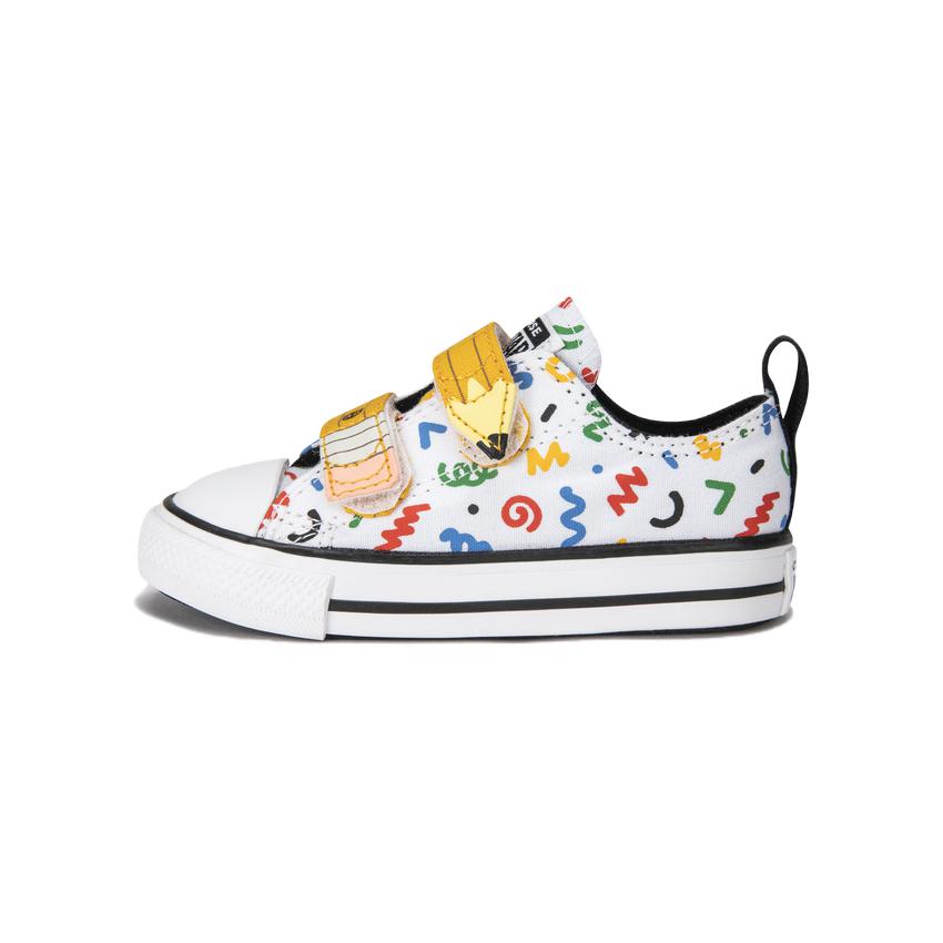 Converse Chuck Taylor All Star 2V Low TD Doodles Baby Sneakers White Yellow Black A07219C