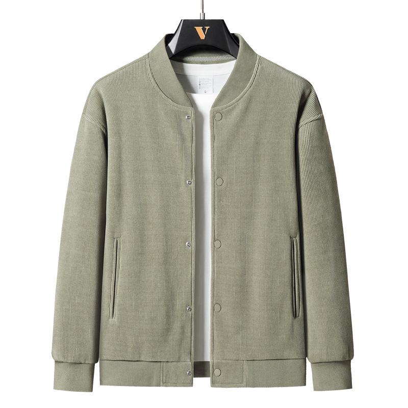 Men's Trendy Corduroy Baseball Jacket - Versatile Korean Style for Spring & Autumn, Plus Size, Thickened for Winter