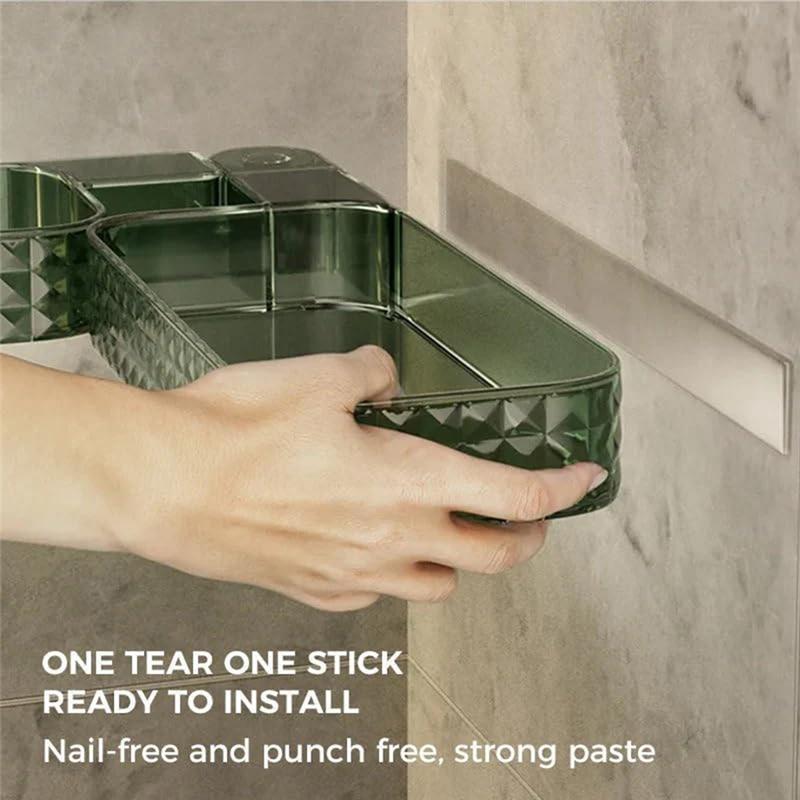 AEE2-Multifunctional Wall-Mounted Rotating Storage Corner Shelf, 180 Degree Rotating Adhesive Wall-Mounted Storage Rack розовый