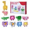 Vehicle Stacking Toy Early Education Wooden Animal Blocks Develops Concentration Light and Colorful