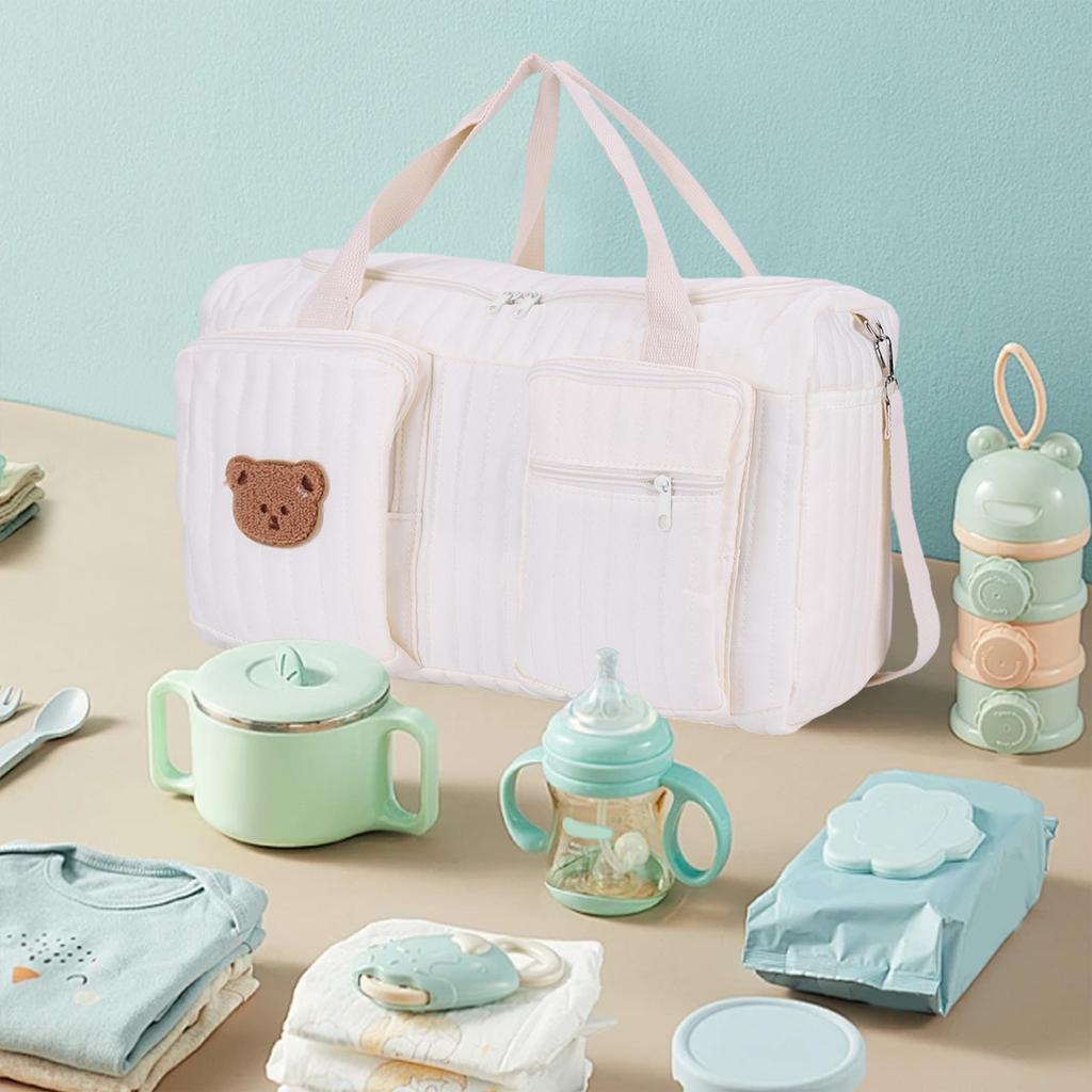 Quilted Baby Bag Large Capacity Weekender Bag Cute Travel Bag for Hospital and Weekender Travel